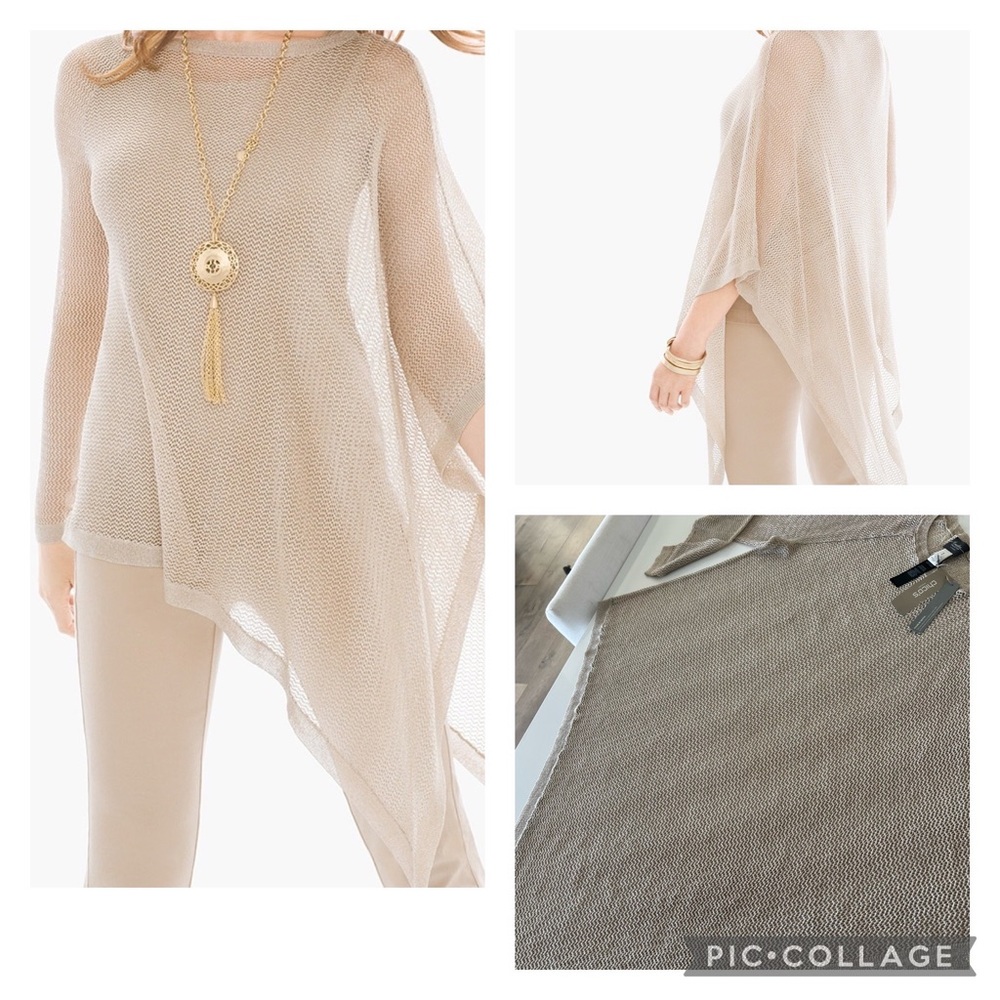Chicos gold, drama shine sweater/ poncho NWT